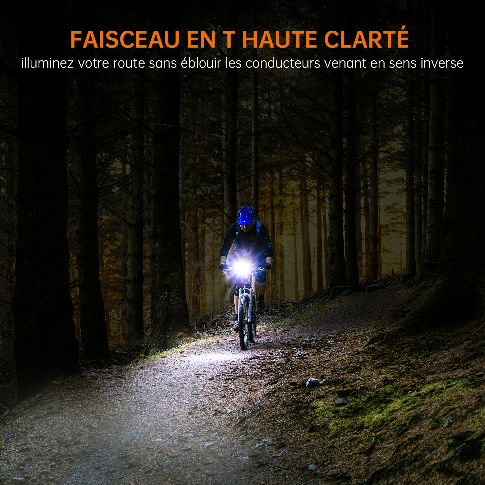 RAVEMEN CR1000 Phare Avant pour Vélo, 1000 Lumens Lentille Anti-éblouissement avec Faisceau en T Éclairage Avant Vélo,Conduite de Nuit, Bouton à Distance Filaire, Résistance à l'eau IPX6 USB-C