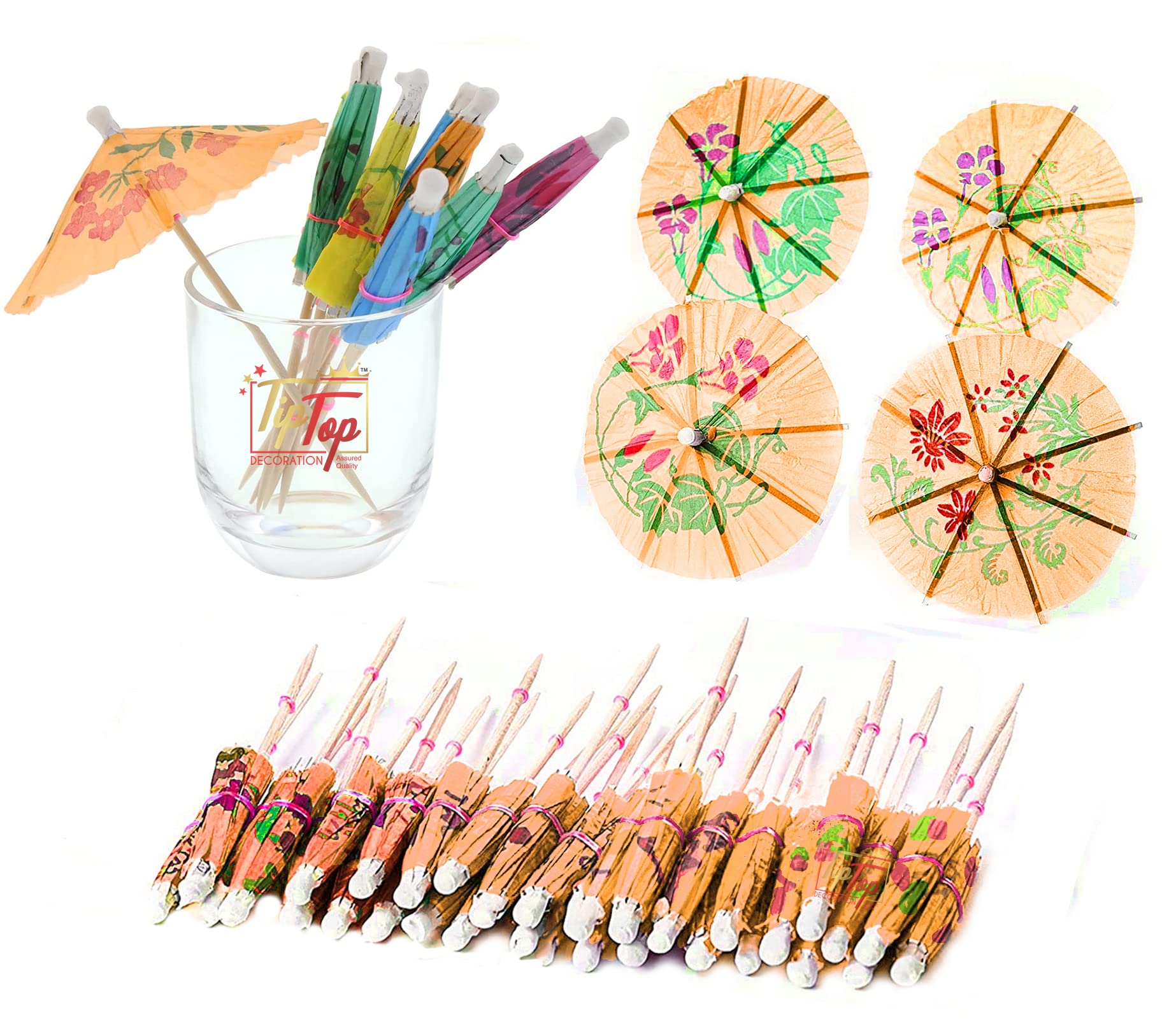TIPTOP DECORATION Premium Paper Folding Umbrella Tropical Hawaiian Topper Toothpicks (Pack of 20, Orange) (B0B12Z9R1D) Amazon Price History, Amazon Price Tracker