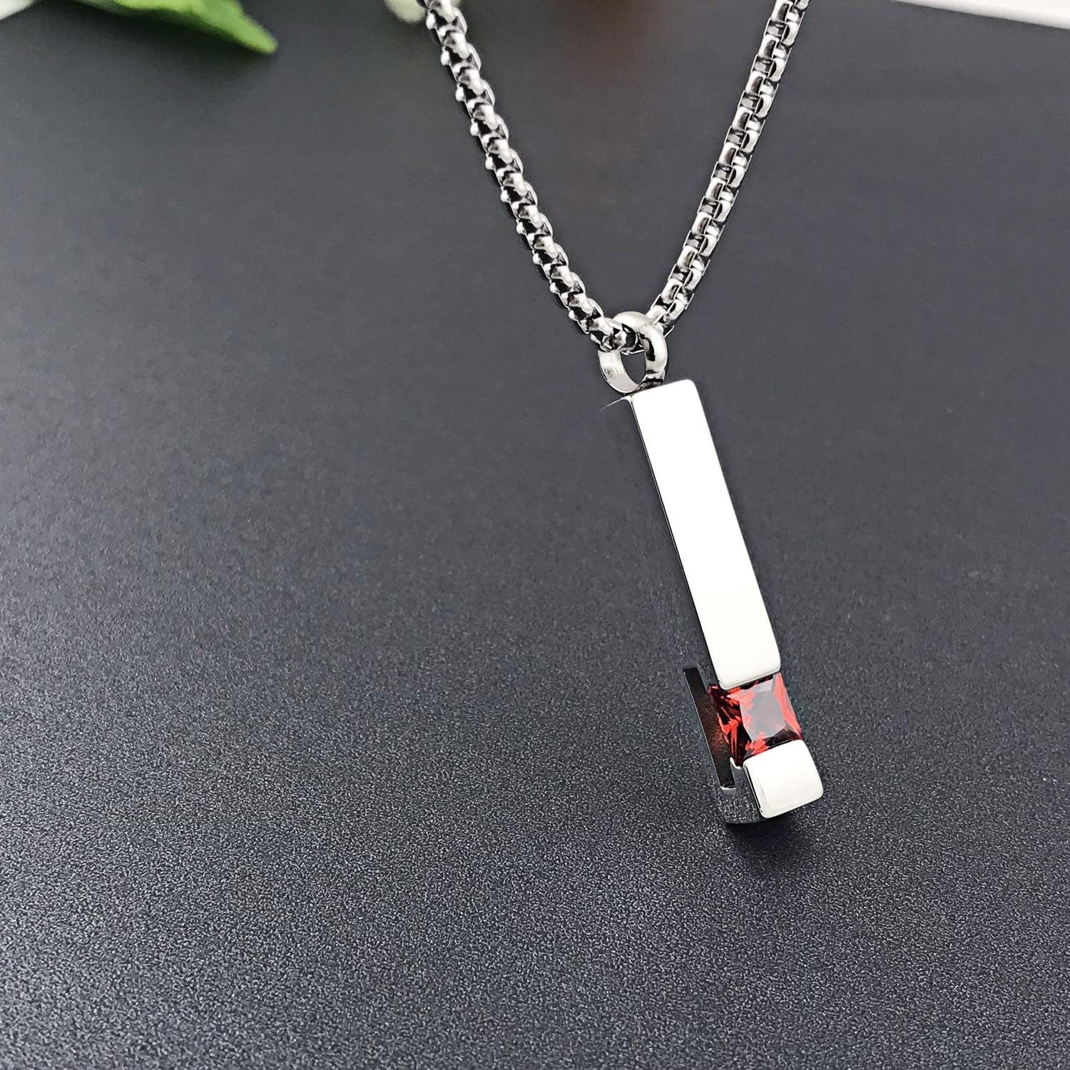 Urn Necklace for Ashes Birthstone Cuboid Cremation Jewelry Keepsake Holder Memorial Locket Necklace Pendant - Image 5
