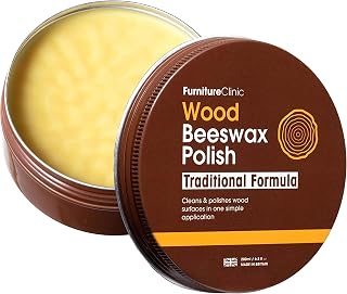 Furniture Clinic Premium Beeswax Polish (6.8oz/200ml) | Condition, Restore, Protect, & Waterproof Wood Furniture, Cabinets, and More | Natural Wax for all Wood Types & Colors - Oak, Teak, Dark & Light