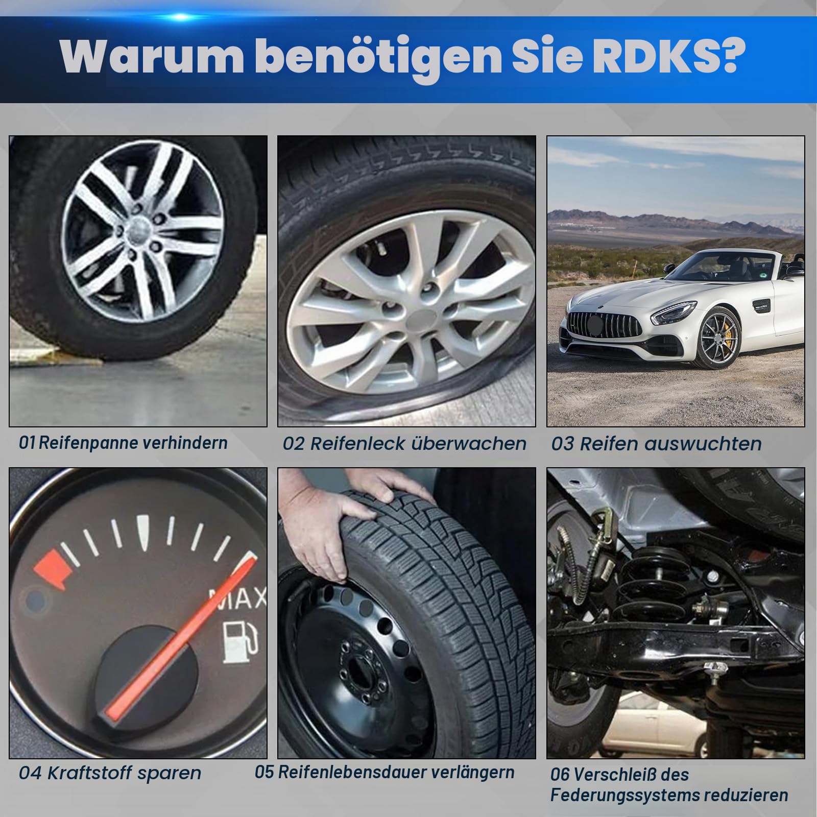 Reifendrucksensor Kompatibel mit Porsche 991 997 981 A-udi | RDKS TPMS Reifendruckkontrolle Sensor Kompatibel mit A-udi A6 A8 Q7 R8 A4 RS4 RS6 7PP907275F 4 Stück