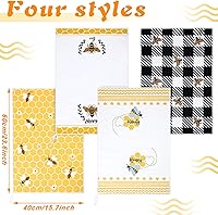 Vista 3 de Tegeme 4 Pcs Bee Kitchen Tea Towel Honey Bee Dish Towels Honeycomb Bath Washcloth Hand Polyester Absorbent Cloths Accessories for Kitchen Decor, 16