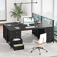 Vista 9 de Escritorio para computadora de 60 pulgadas con 8 cajones, escritorio de oficina en casa con tomas de corriente, escritorio de estudio de trabajo