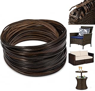 Wicker Repair Kit, Synthetic Embossing Rattan Fix Material Supplies Vinyl Plastic Waterproof Flat Ribbon for Garden Patio Furniture and Rattan Chair Sofa Basket Replacement-130Ft Dark Coffee Brown