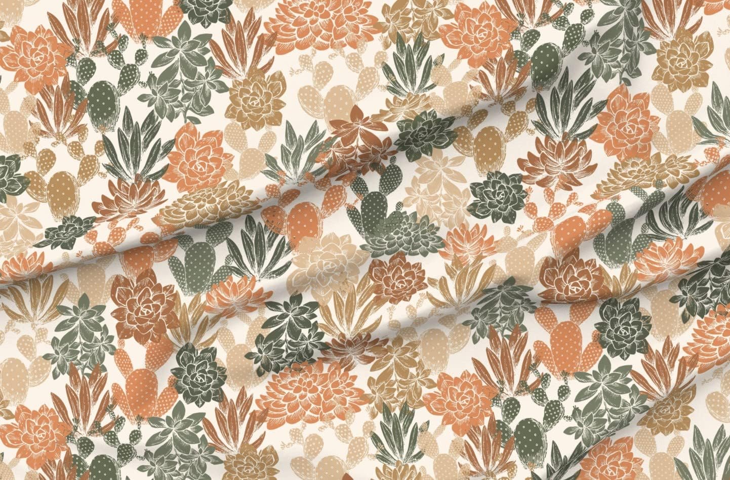 Spoonflower Fabric - Terra Cotta Garden Burnt Orange Earth Tones Southwestern Boho Desert Printed on Upholstery Velvet Fabric by The Yard - Upholstery Home Decor Bottomweight Apparel