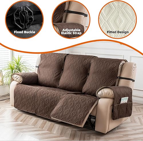 Miniatura 7 de Genina Funda impermeable para sofá reclinable de 3 asientos, funda de sofá reclinable, funda antideslizante para sofá reclinable, protector de