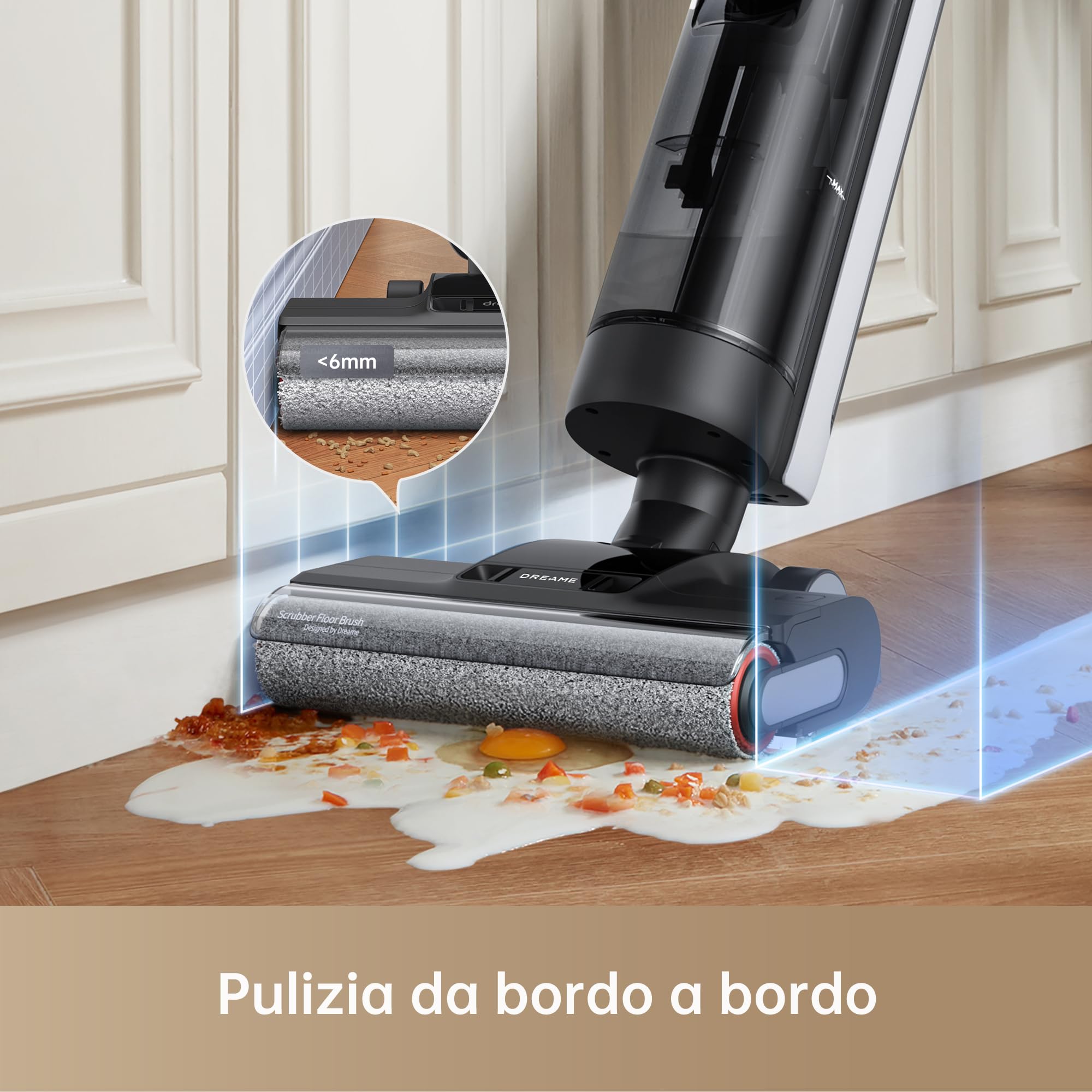Dreame H12 Dual Lavapavimenti 4-in-1, Aspirapolvere Senza Fili per Superfici Multiple, Pulizia dei bordi, Autopulizia con Asciugatura ad Aria Calda, Scopa Elettrica, Controllo Vocale