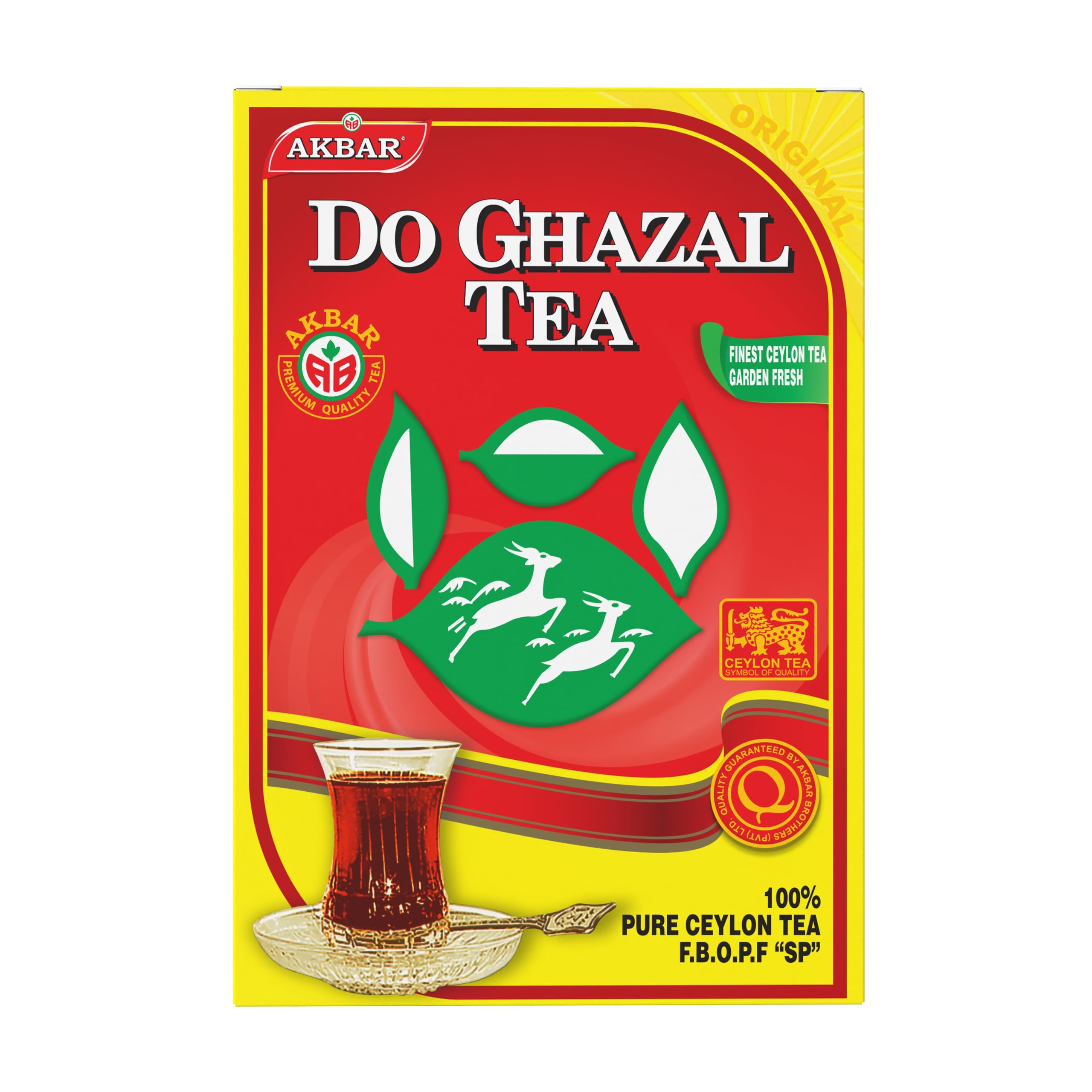 Do Ghazal Pure Ceylon Tea 16oz (454g) Black Loose Leaves Finest (FBOPF) Grade Rich Flavor and Aroma in BPA-Free Box