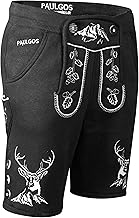PAULGOS Herren Trachten Jogginghose, Optik Trachten Lederhose, Kurz in 3 Farben Gr.S-5XL JOK4