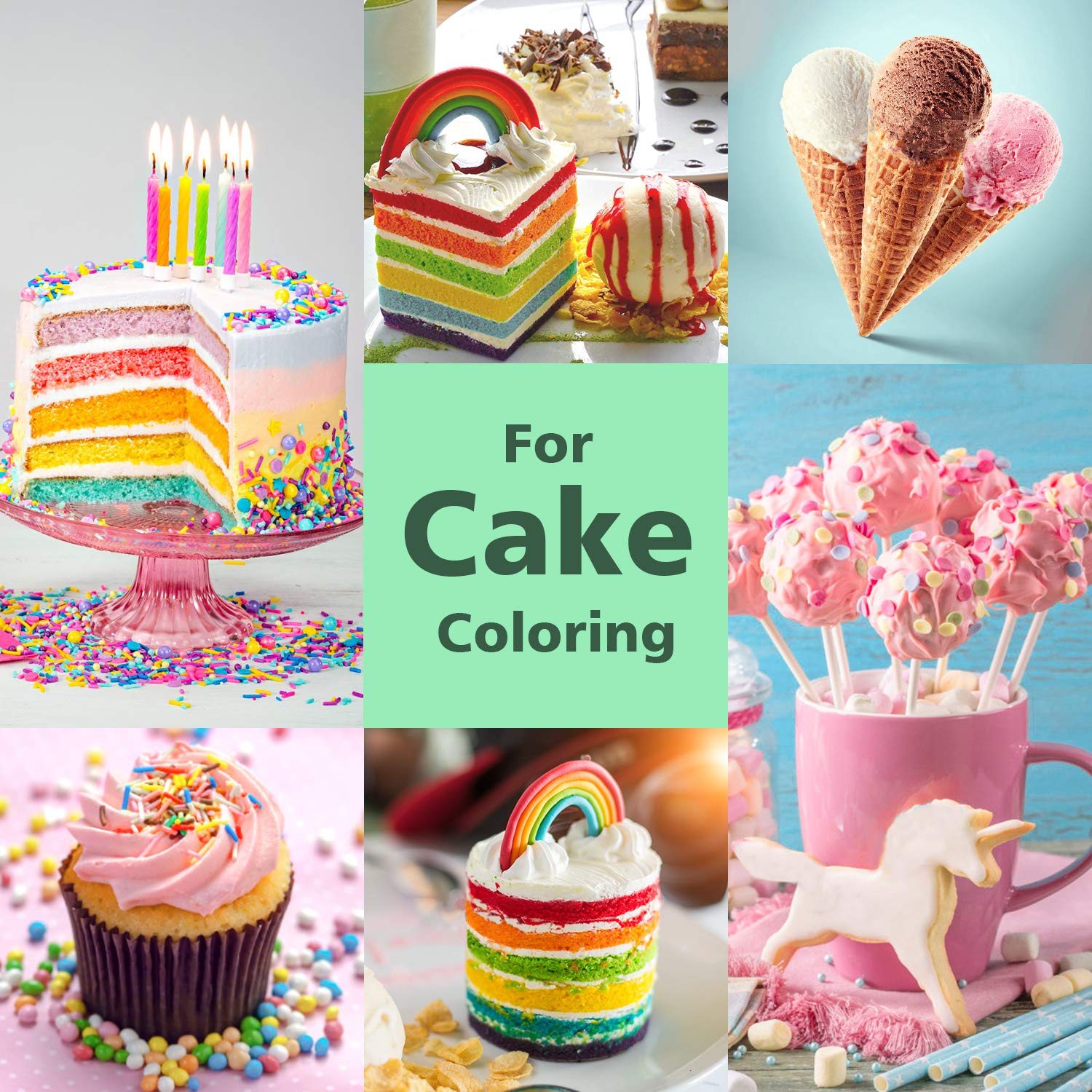 DaCool Food Coloring for Easter Egg Cake Decorating Cake Color Food Grade Food Color Dye Liquid 10 Color Flavorless Vibrant for Cookies Baking Cake Icing Fondant Clay DIY 3.5 Fl. Oz(10ml Each Bottles) : Grocery & Gourmet Food
