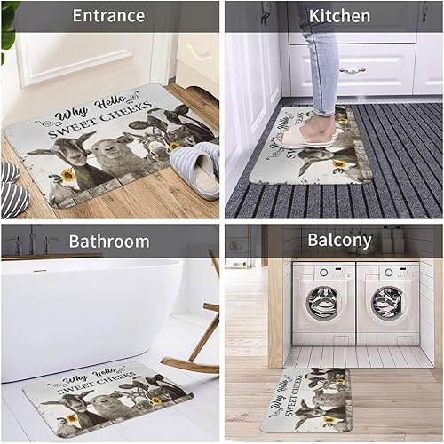 Miniatura 5 de Tapete de baño de granja de vaca de granja, antideslizante, de secado rápido, lavable, divertido tapete de ducha de animales para baño, cocina,