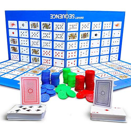 Wembley Sequence Game for Adults and Family at Home | Fun Card and Strategy Board Game for Kids | Educational and Party Game for Kids Ages 7 Plus, Activity Toy Gift Set for 2 to 12 Players