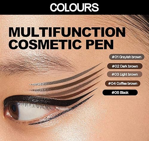 Miniatura 7 de Easilydays Delineador de ojos líquido ultrafino y lápiz de cejas, 2 en 1 lápiz multifuncional de cejas de agua silvestre de alta pigmentación, punta