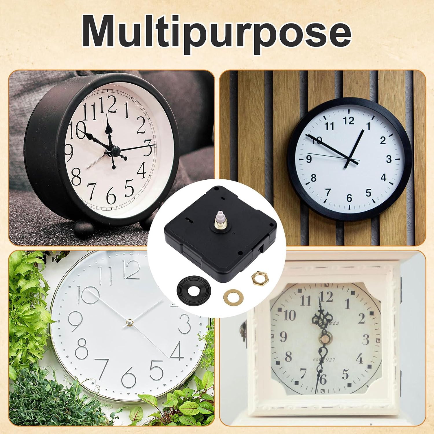 Quartz Clock Mechanism Replacement, 17/32 Inch Shaft Length Quartz Wall Clock Silent Movement Replacement Motor Battery Operated DIY Repair Parts, No Battery