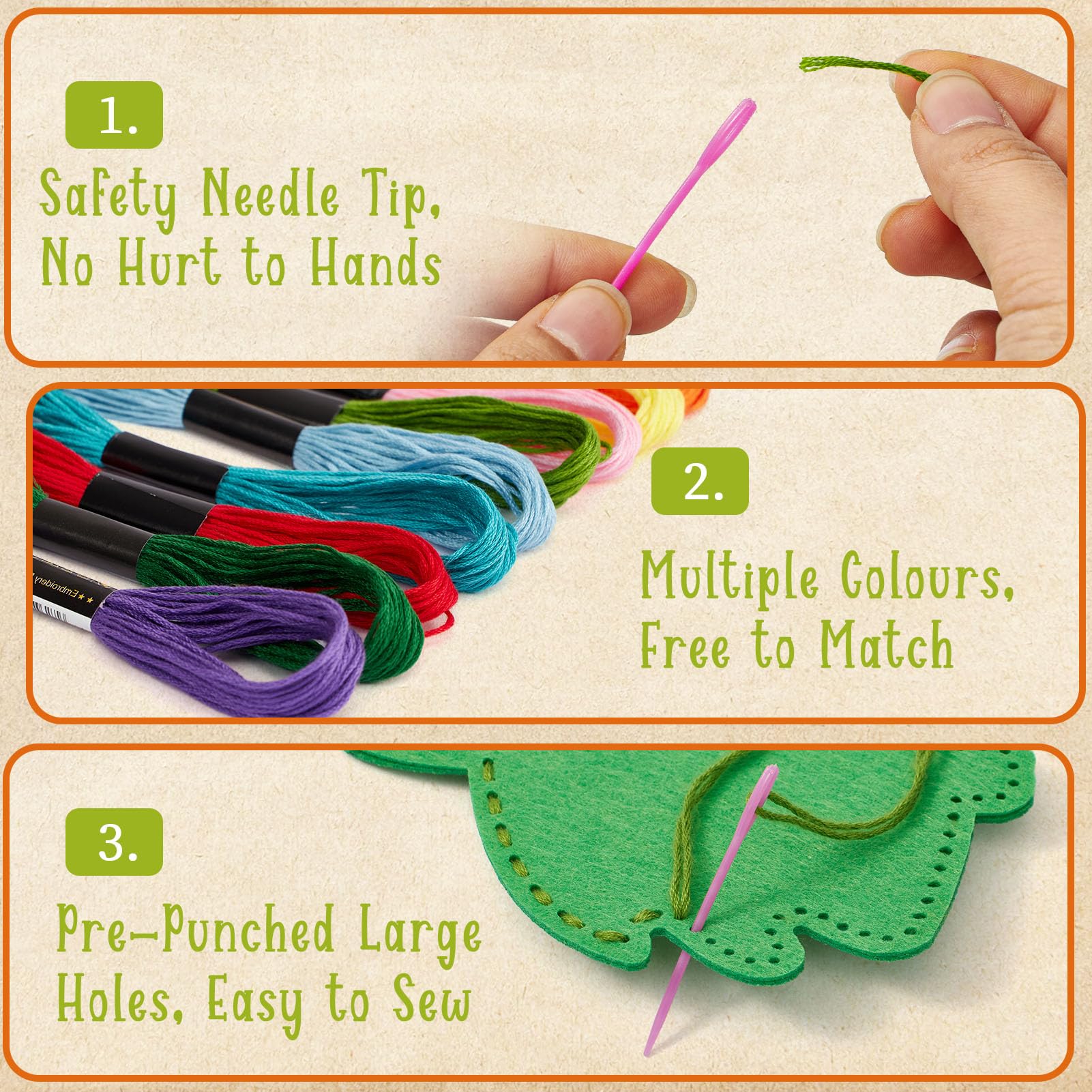 Toylink Kit de Costura para Niños, Kit Manualidades Niños con 12 Fieltro Para Juegos de Manualidades & Hilo Bordar & Agujas Coser, DIY Costura Regalo Niñas 6 7 8 9 10 Años (Monstruos)