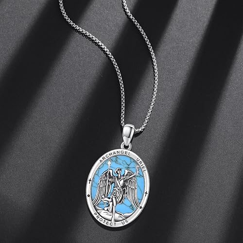 Vista 306 de Collar con colgante de plata de ley 925 con medalla de San Patrón, joyería religiosa para hombres y mujeres, con cadena de acero inoxidable 316L