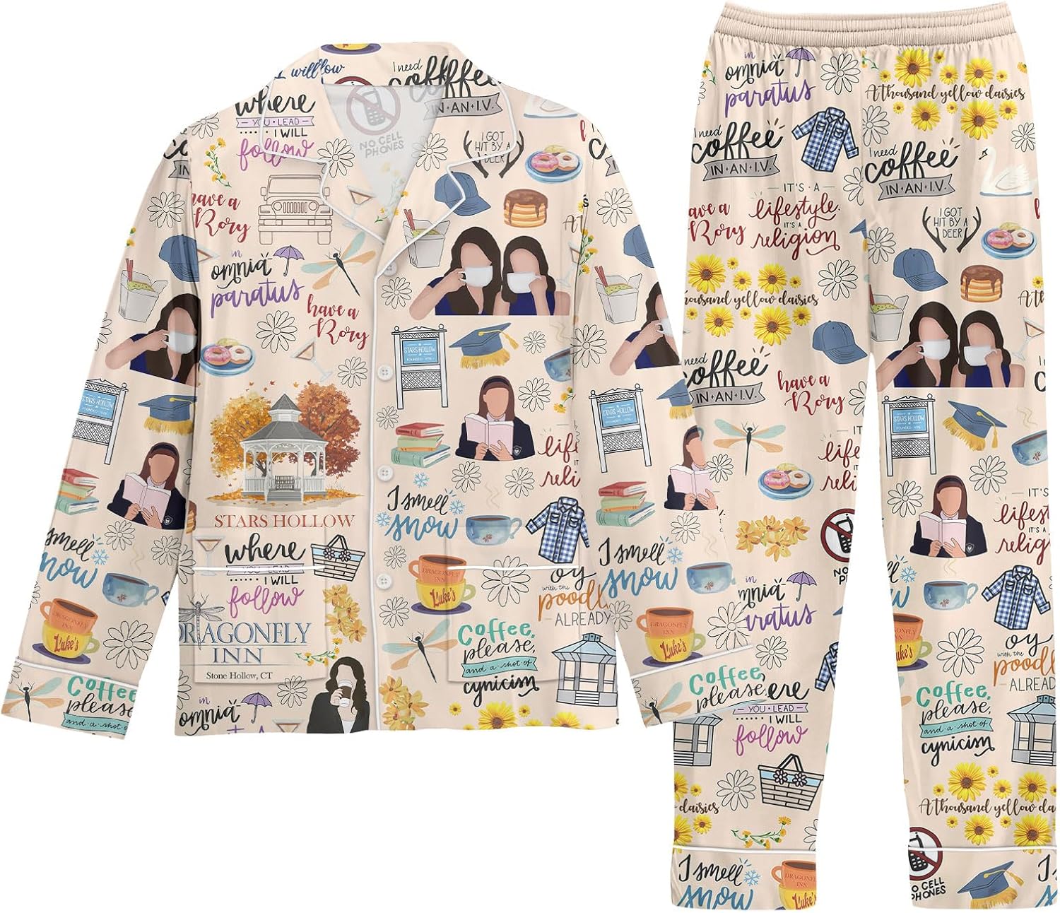 Unisex Fleece Pajama Set, Fall & Christmas Pajamas, Soft Warm Matching Sleepwear Gift for Women Men With Pockets