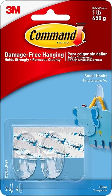 Command 17092CLR-ES Small Clear Hooks with Clear Strips (17092CLR)