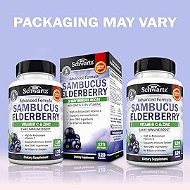 BioSchwartz Elderberry Capsules with Zinc and Vitamin C for Adults - Immune Support Vitamins for Women and Men - Black Sambucus Elderberry Vitamin C and Zinc - Multiminerals Supplement, 120 Count
