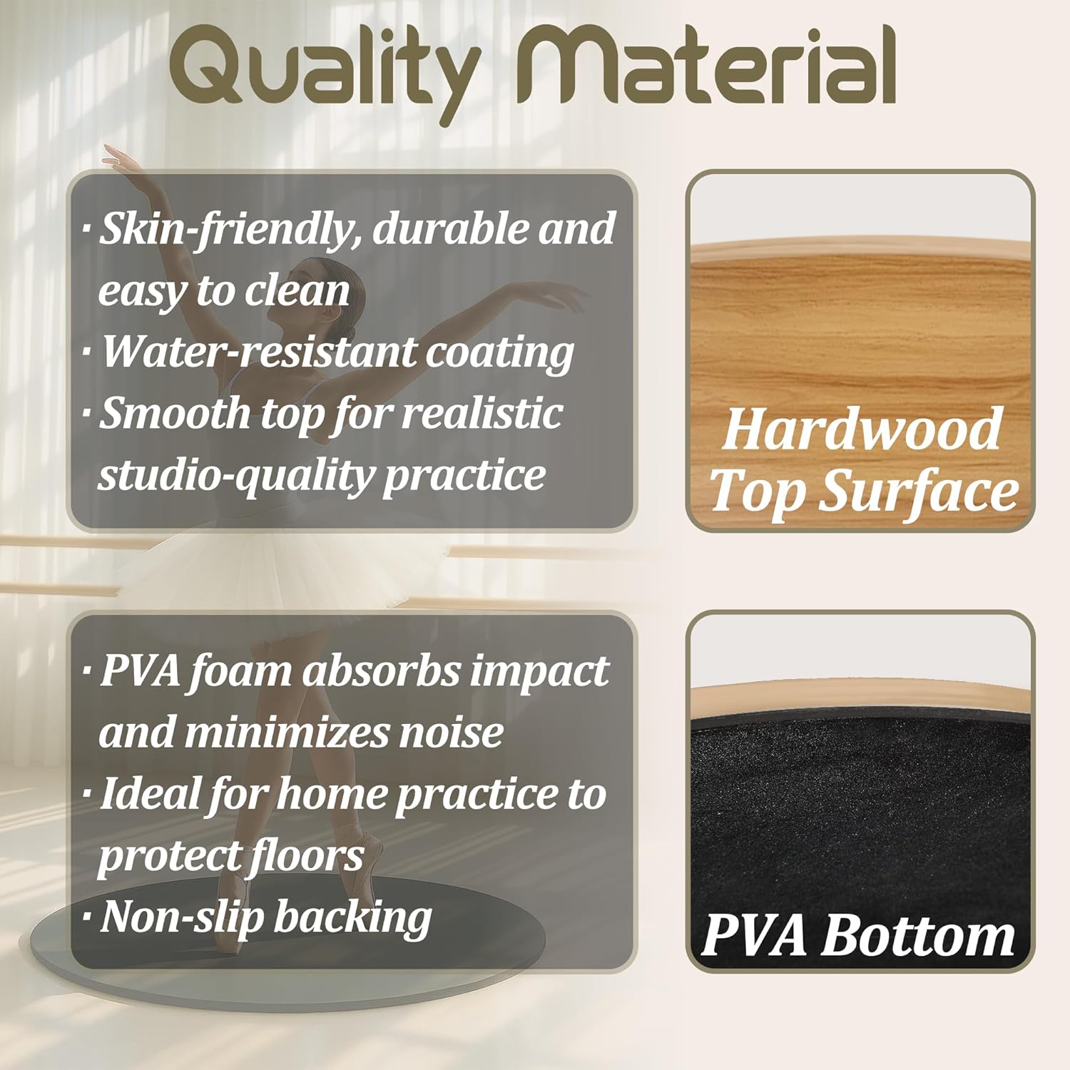 Portable Dance Floor Round, Ballet Wood Floor, Dance Turning Board, Smooth Ballet Dance Floor for Home, Studio and Outdoor