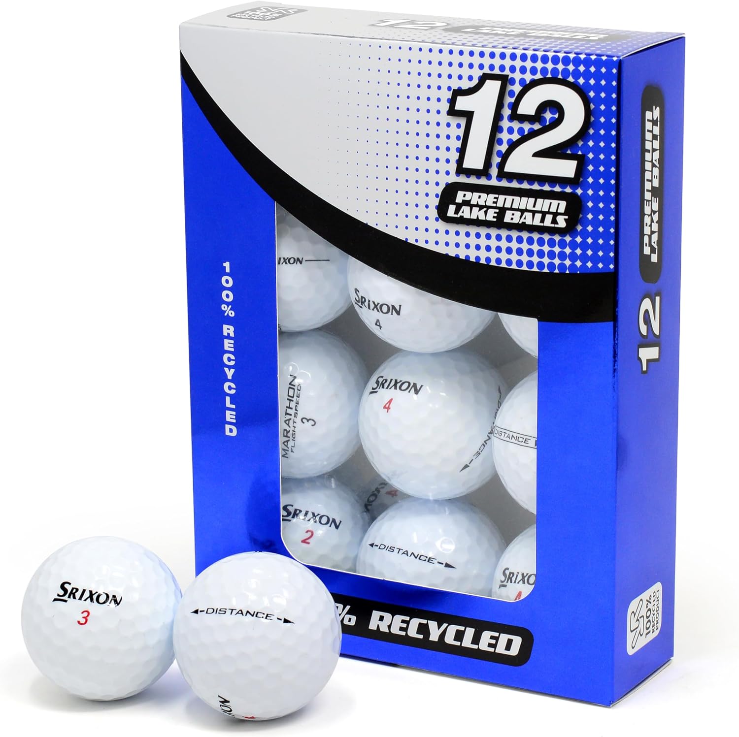 Second Chance Recycled Lake Golf Balls, 12 Pack - Grade A for Srixon Mix Golf Balls including Distance