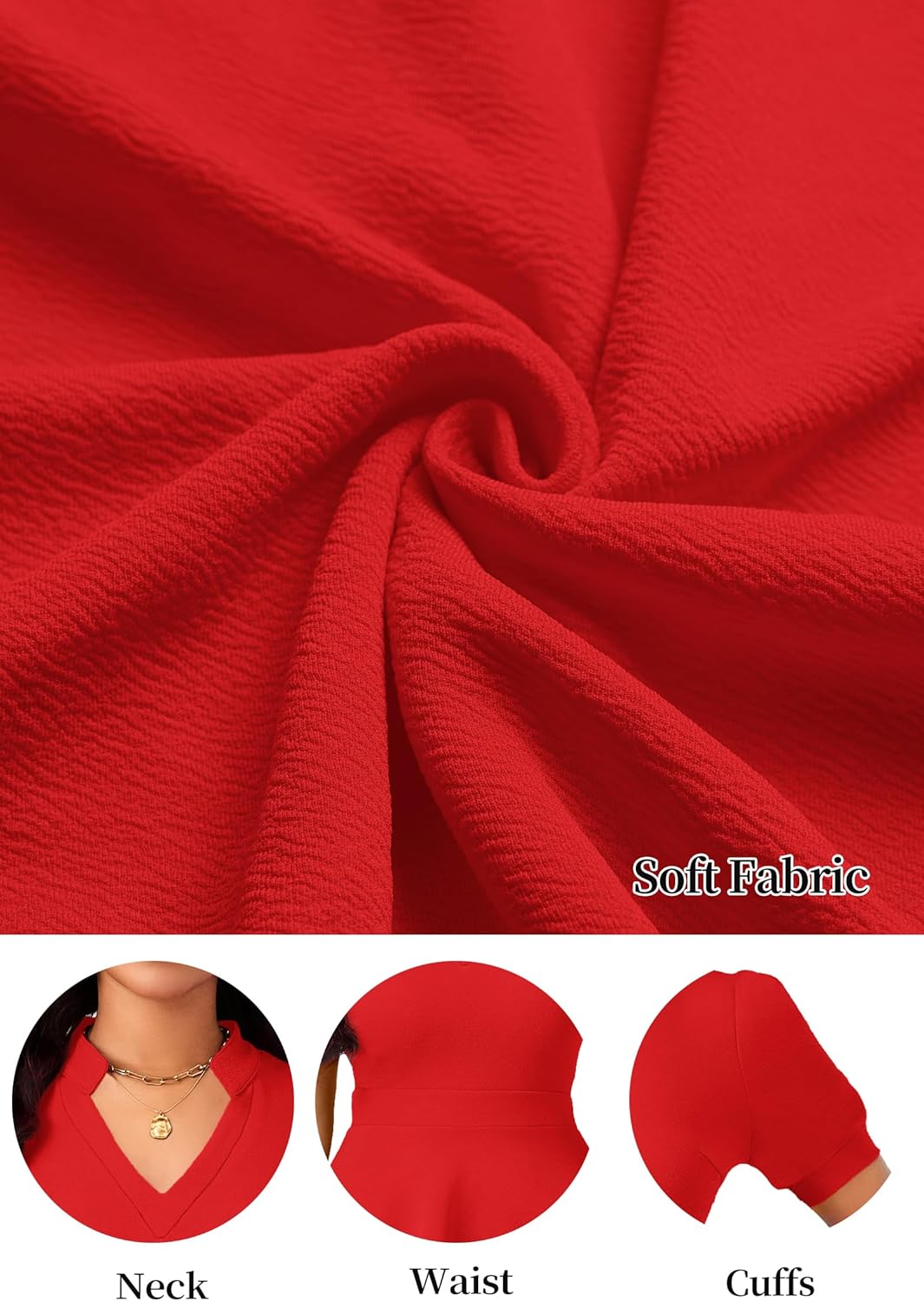 Womens Casual Summer Dresses Short Puff Sleeve V Neck A Line Wedding Guest Midi Dresses with Pockets - Image 6