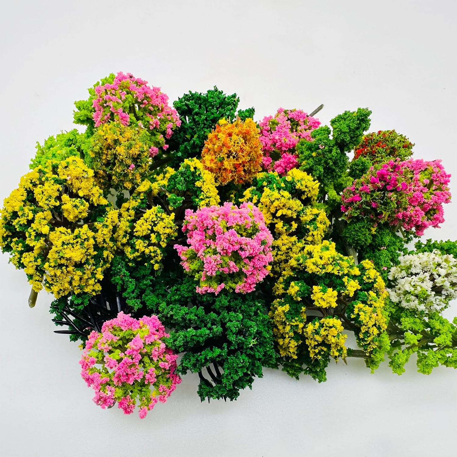 Cayway 60 PCS Miniature Trees Mixed Model Trees Mixed Colors Accessories Model Train Scenery Architecture Trees Fake Trees for Building Model, Model Scenery with No Bases - Image 4