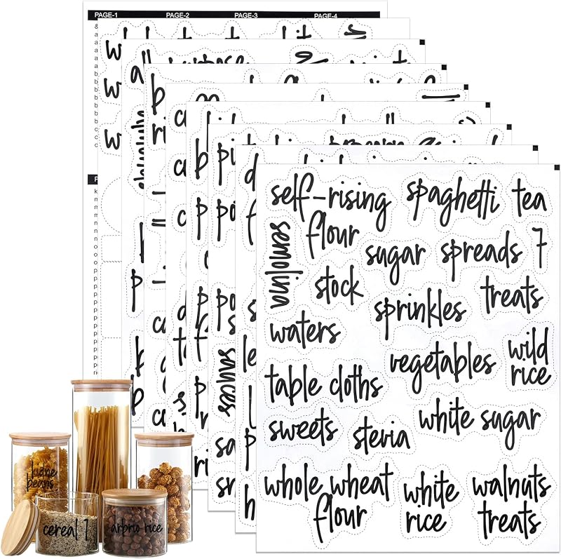 168PCS Clear Waterproof Labels, Pantry Labels Food Organization Stickers | for Food Containers, for Containers Jars Container Boxes, Preprinted and Blank