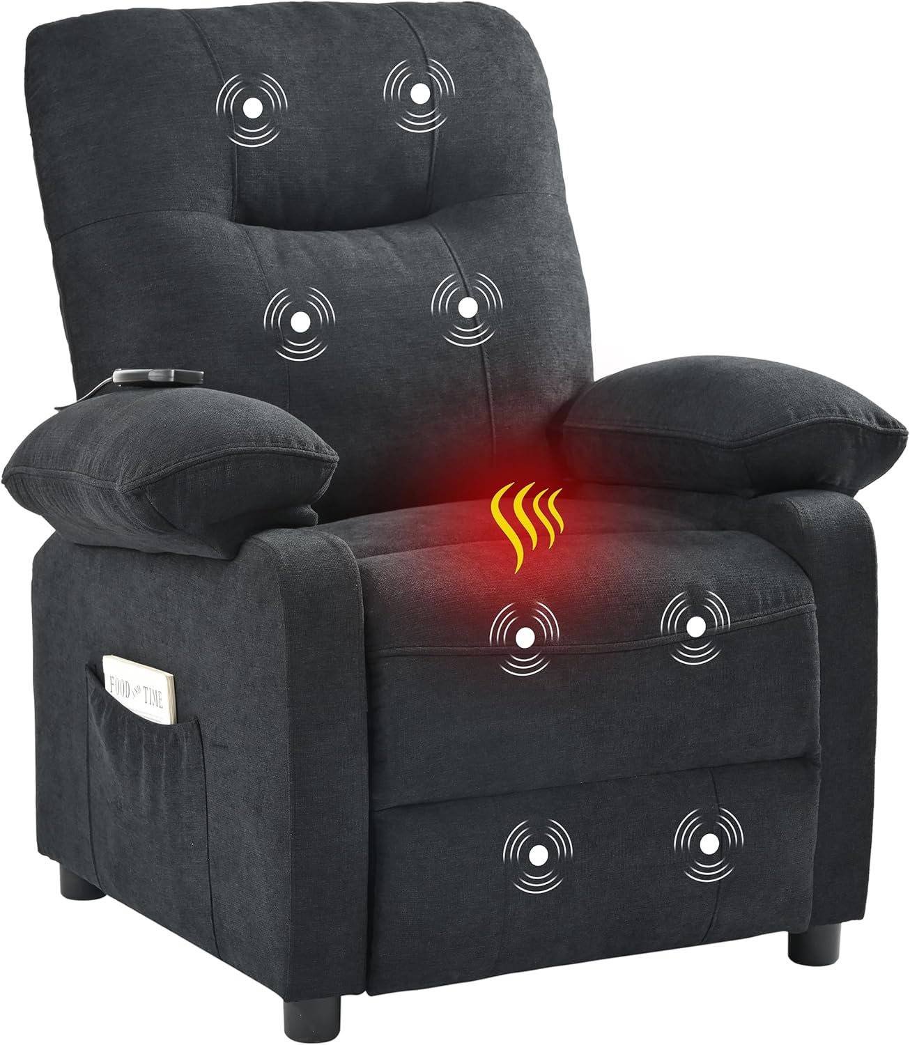 Recliner Chair, Recliner Chair with Message and Heater, Manual Control Message Chair for Living Room, Bed Room, Patio (Black)
