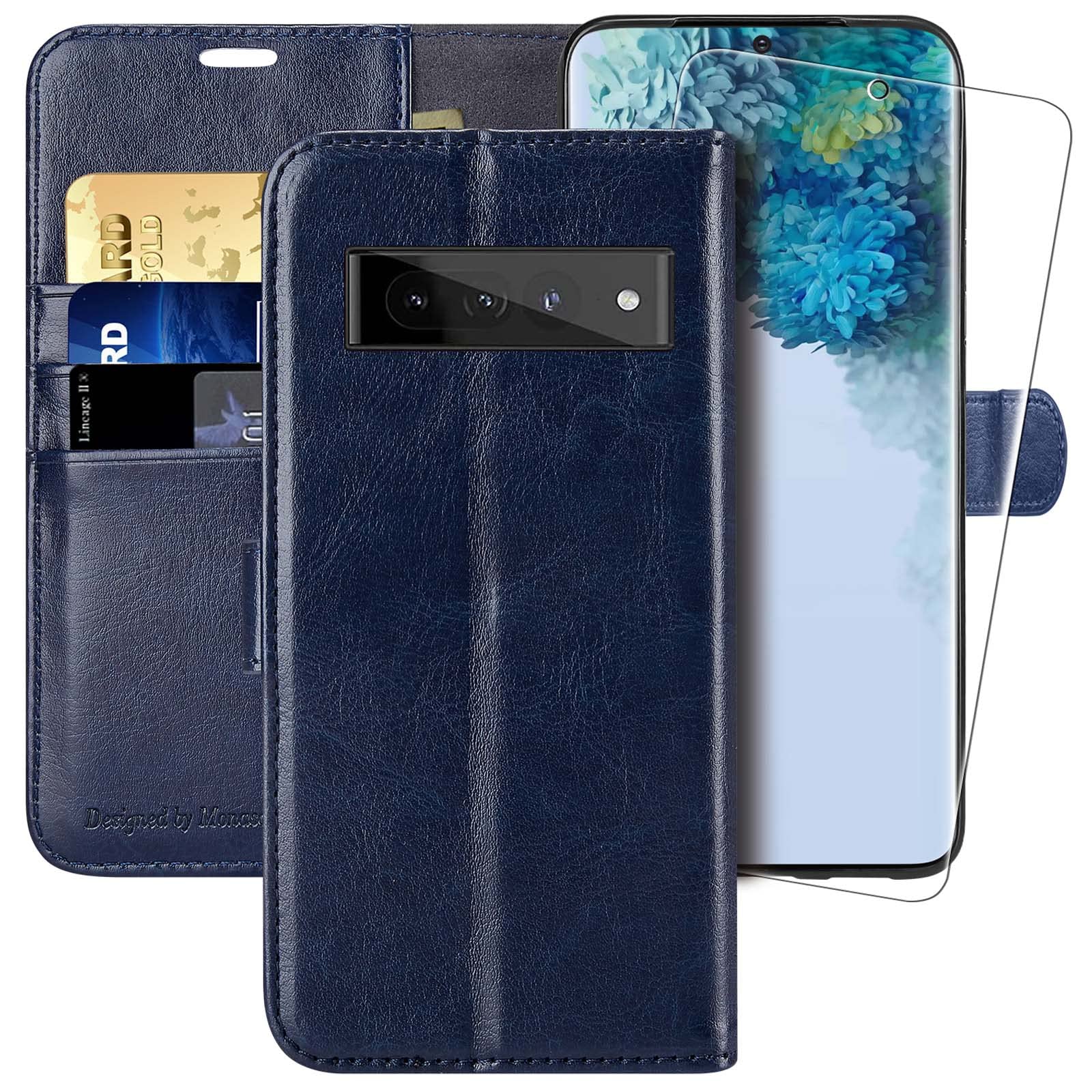 MONASAY Custodia a portafoglio Porta Soldi per Google Pixel 7, [blocco RFID] Flip Folio Custodia in pelle con porta carte di credito per Google Pixel 7 5G Marrone