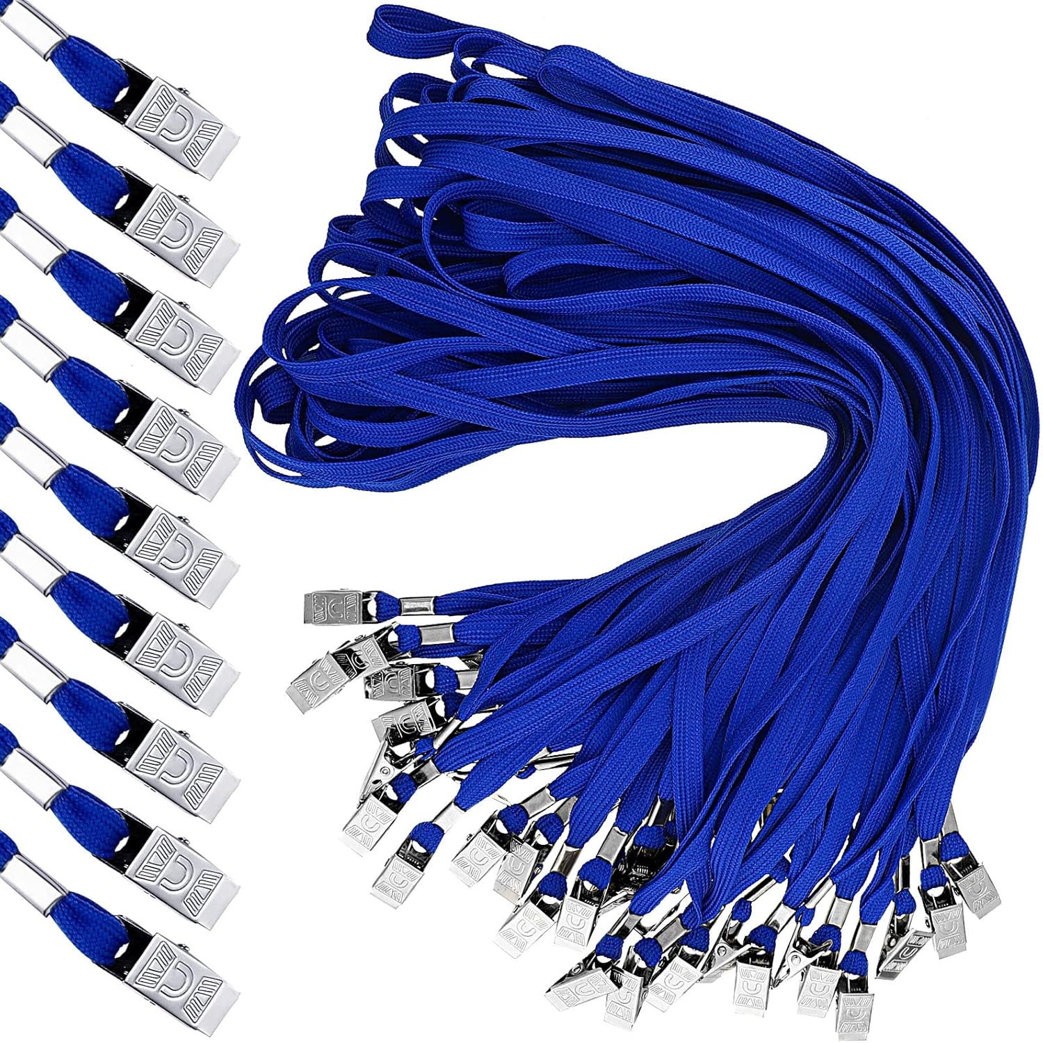 Hoolerry 300 Pcs Lanyards Clips Bulk for ID Name Badge Holder Lanyards Flat with Swivel Hook for Office School(Blue)