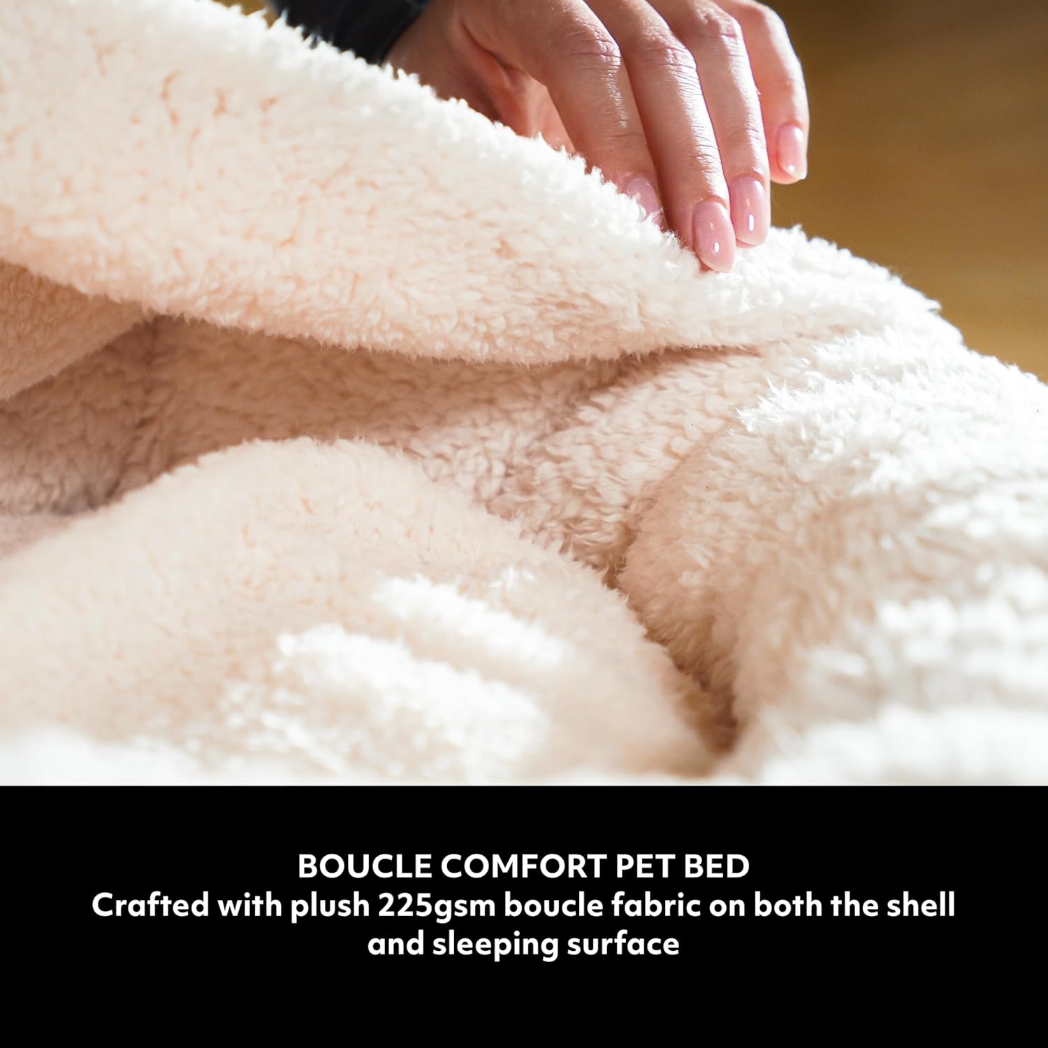 Mon Chateau Nestled Boucle Hooded Pet Bed, Plush Cat or Dog Bed with Hooded Cover, Waterproof and Machine Washable with Anti-Skid Bottom, Designed for Comfort and Safety, Cloud White