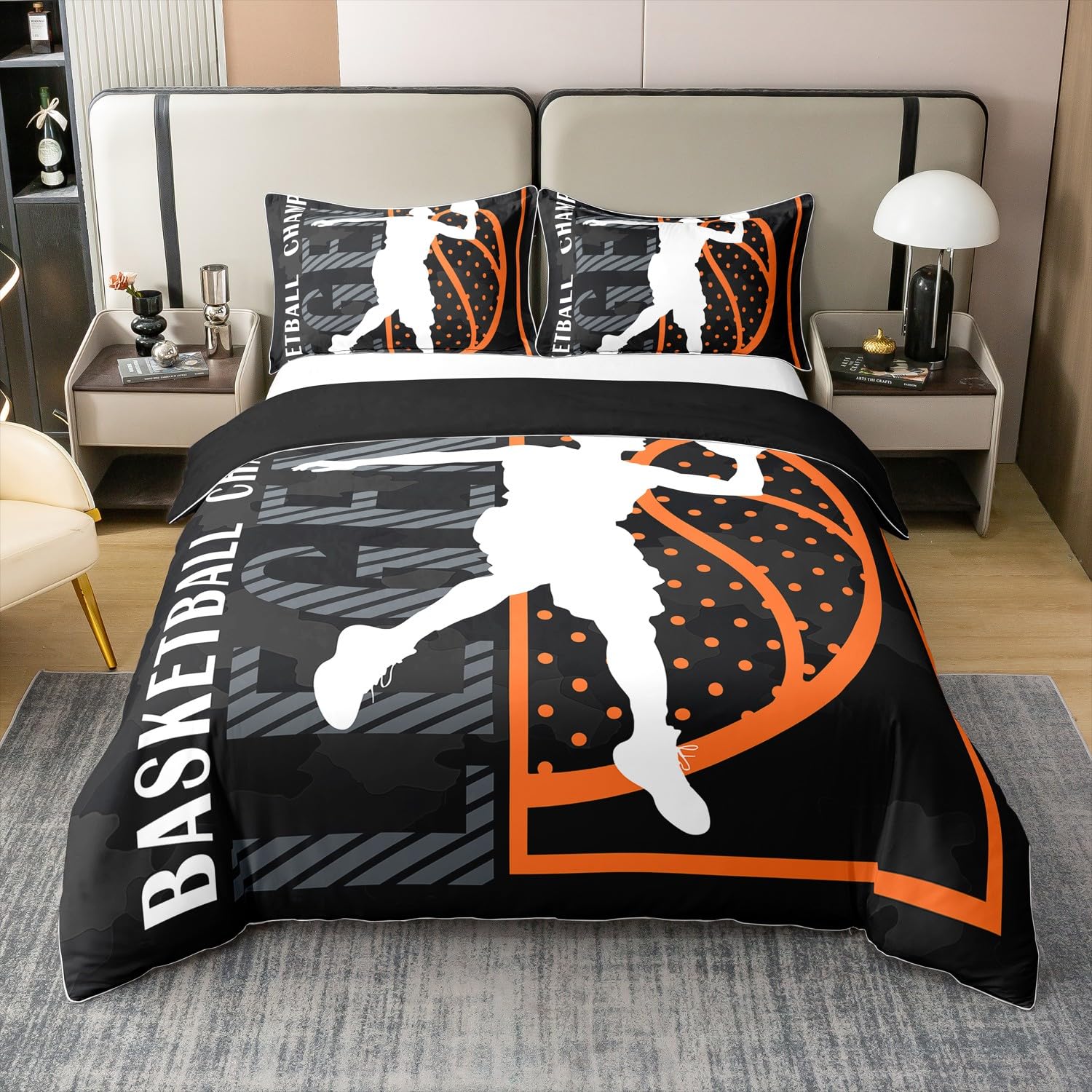 Housse de Couette Basket Ball Coton Anti-transpiration Parure Lit 220x240