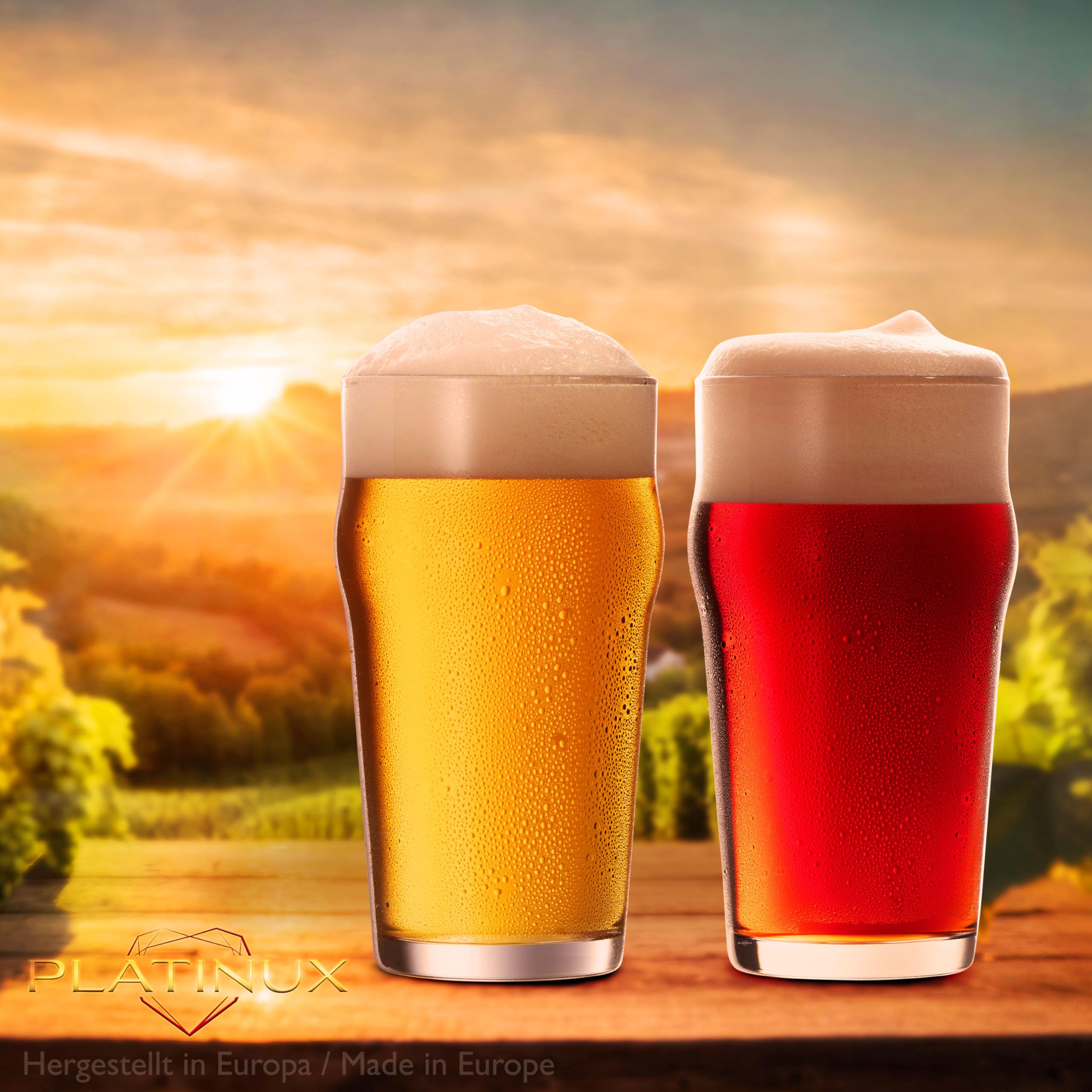 PLATINUX Set di 6 bicchieri da birra da 500 ml (max. 568 ml), boccali da birra in vetro per birra
