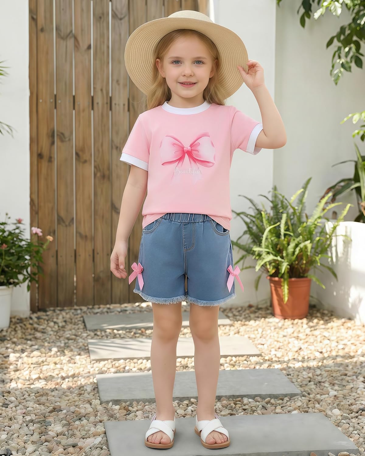 Jecson Toddler Girl Clothes Summer Cotton Print T-Shirt and Jeans Shorts Set Casual Girls 2 Piece Outfits Sets 2T-8Y - Image 6