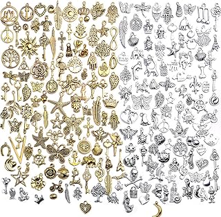BronaGrand Vintage Charms Bulk,200pcs Mixed Antique Charms Tibetan Alloy Pendants for Necklace Bracelet Jewelry Making and...