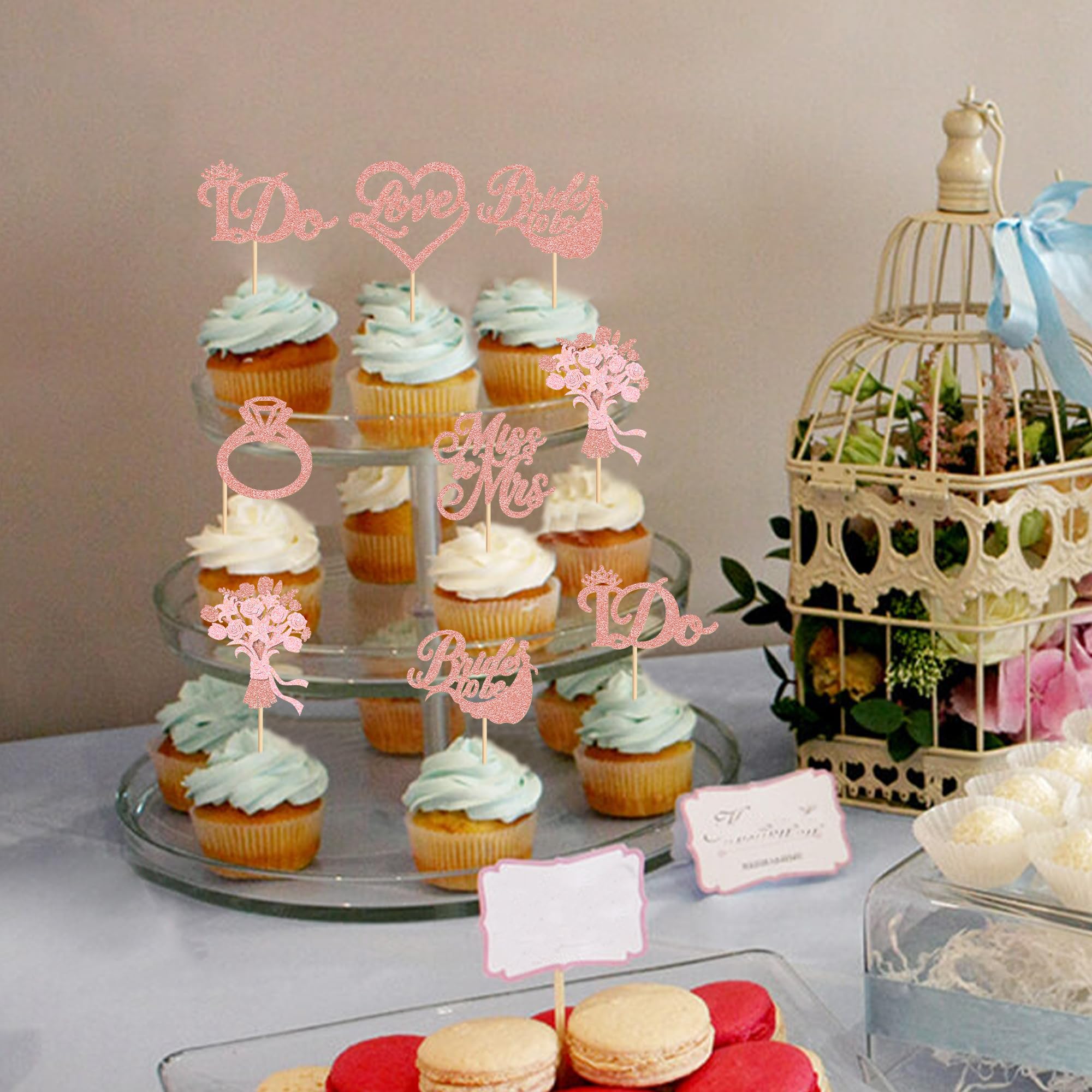 Blumomon 24Pcs Bride to Be Cupcake Toppers Anniversary Cupcake Decoration Bridal Shower Bachelorette Party Hen Party Supplies Engagement Cupcake Decorations - Image 3