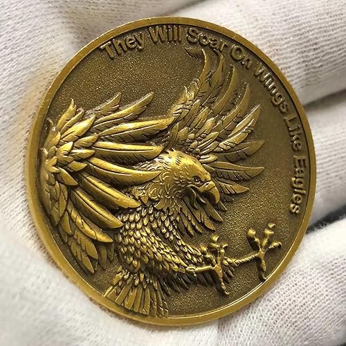 Miniatura 7 de Divine Eagles Wings - Moneda de desafío cristiano  Recordatorio de fuerza y fe  Ficha de bolsillo de regalo con versículos de la Biblia (moneda