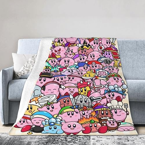 Miniatura 2 de Kirbys - Manta Kawaii con collage de anime, suave y microforro polar, manta de viaje para dormitorio, sala de estar, sofá, oficina, automóvil,