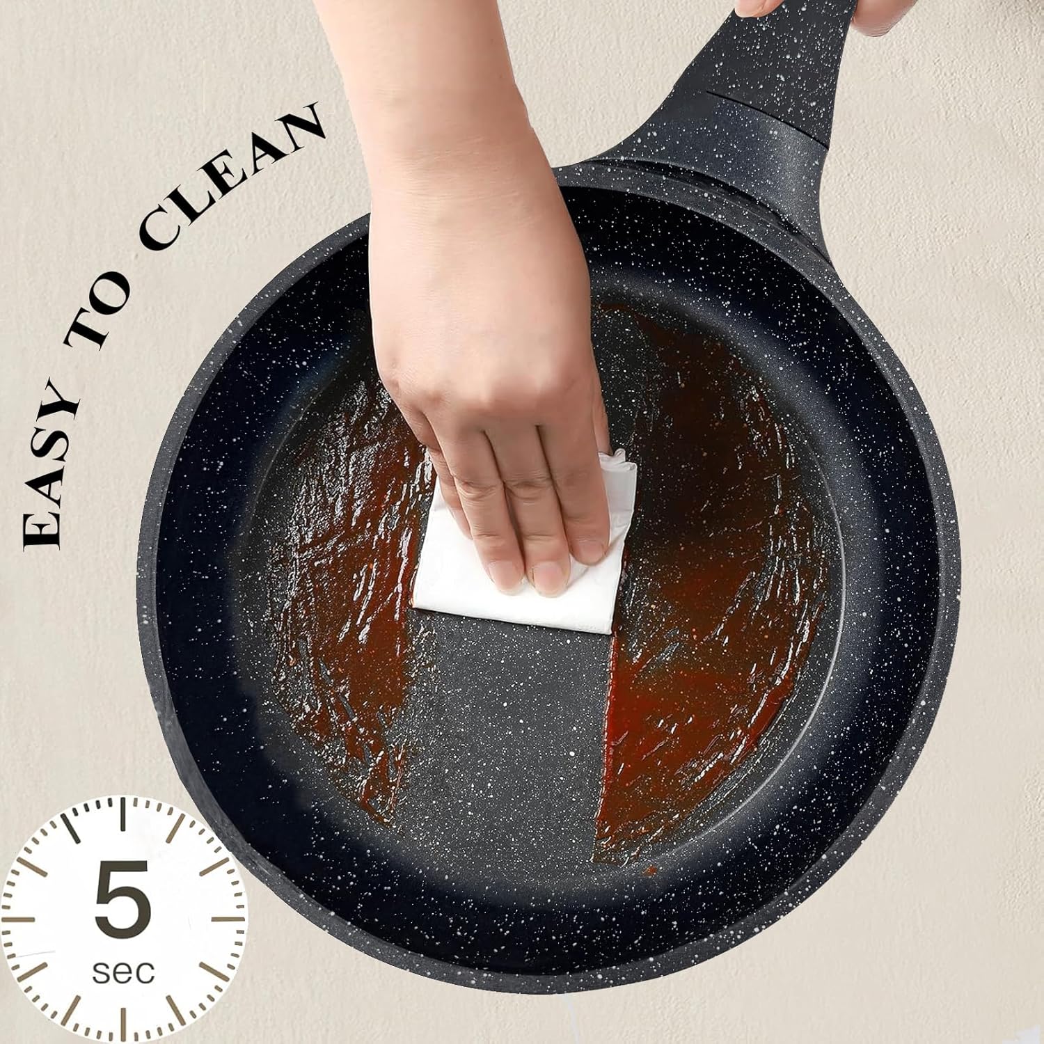 16Pcs Pots and Pans Sets, Nonstick Cookware Set, Kitchen Cooking Set Fry Pans, Saute Pan/Gasserole/Saucepan with Lid, Utensils, Dishwasher Safe, Black (PTFE/PFOA/PFAS/LEAD/CADMIUM Free)