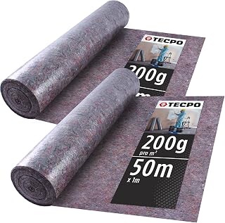 TECPO Abdeckvlies Malervlies 50m Schutzvlies 200g/m² Anti-Rutsch Vlies-Rolle (2X 50x1 Meter)