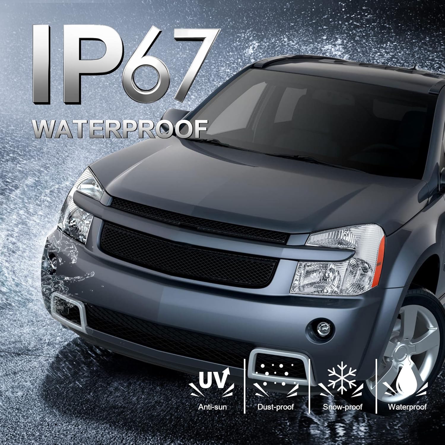 MOSTPLUS Headlight Assembly Compatible with 2005-2009 Chevy Equinox Front Lamp with Chrome Housing/Clear Lens/Amber Reflector