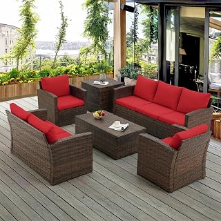 BRISHI Outdoor Sofa Set || Patio Furniture Sets || Balcony Sofa || Indoor Sofa || Wicker Rattan Garden Sofa Set with Cushi... Price In India