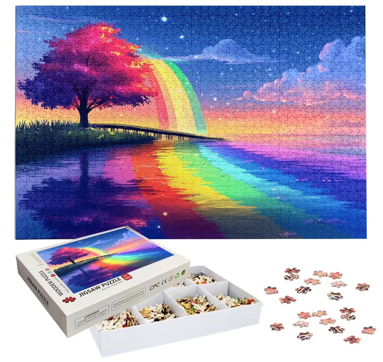 Puzzle 6000 Teile, Regenbogen Puzzle 6000 Teile Erwachsene, Baum Holzpuzzle Erwachsene, Herausforderndes Rätsel, Puzzlespiele für Die Ganze Familie, Holzpuzzle für Deko Wohnzimmer, Geschenke, H-736