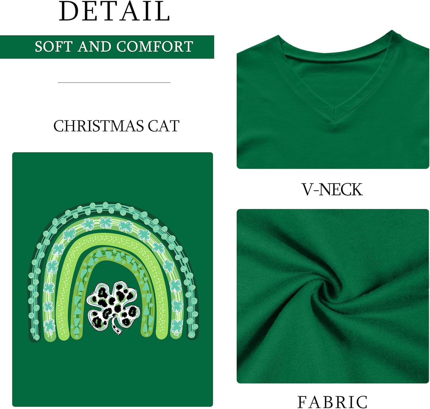 St Patricks Day Shirt for Women Lucky Irish Shamrock Tshirt Saint Patricks Day T-Shirt Green V Neck Tops - Image 6