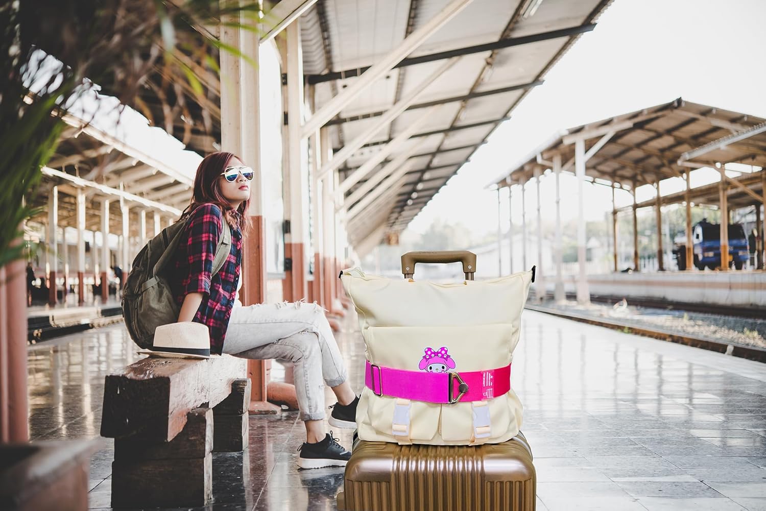 2-in-1 Travel Belt for Luggage Over Handle, Luggage Belt for Carry on Bag, Suitcase Straps, Add a Bag Bungees Luggage Straps Adjustable with Alloy Buckle,Hands-Free for Airport (Pink, 1 Pack) - Image 8