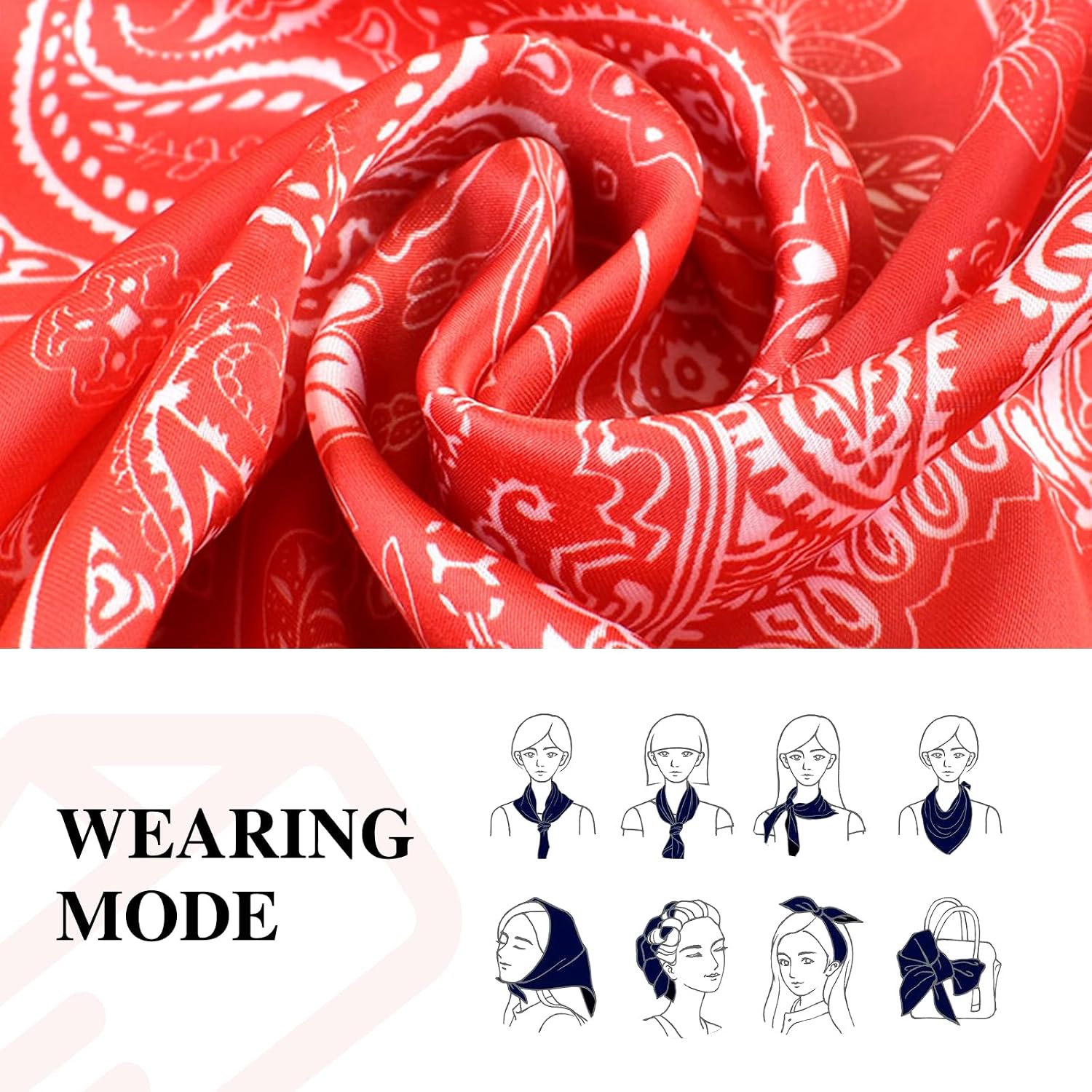 Head Scarf for Women Like Silk Scarf Hair Scarf Printed Square Scarf Bandanas for Sleeping 27 Inches