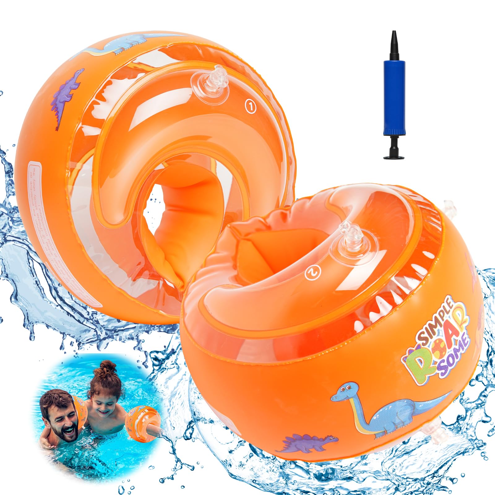 Puddry Manguitos Piscina Niño, Manguitos Bebe 1-6 Años para Niños y Niñas, Manguitos Bebe con Tres Airbags Independientes, Flotador Bebe, Manguitos de Natación Principiantes, Peso Recomendado 6-18 Kg