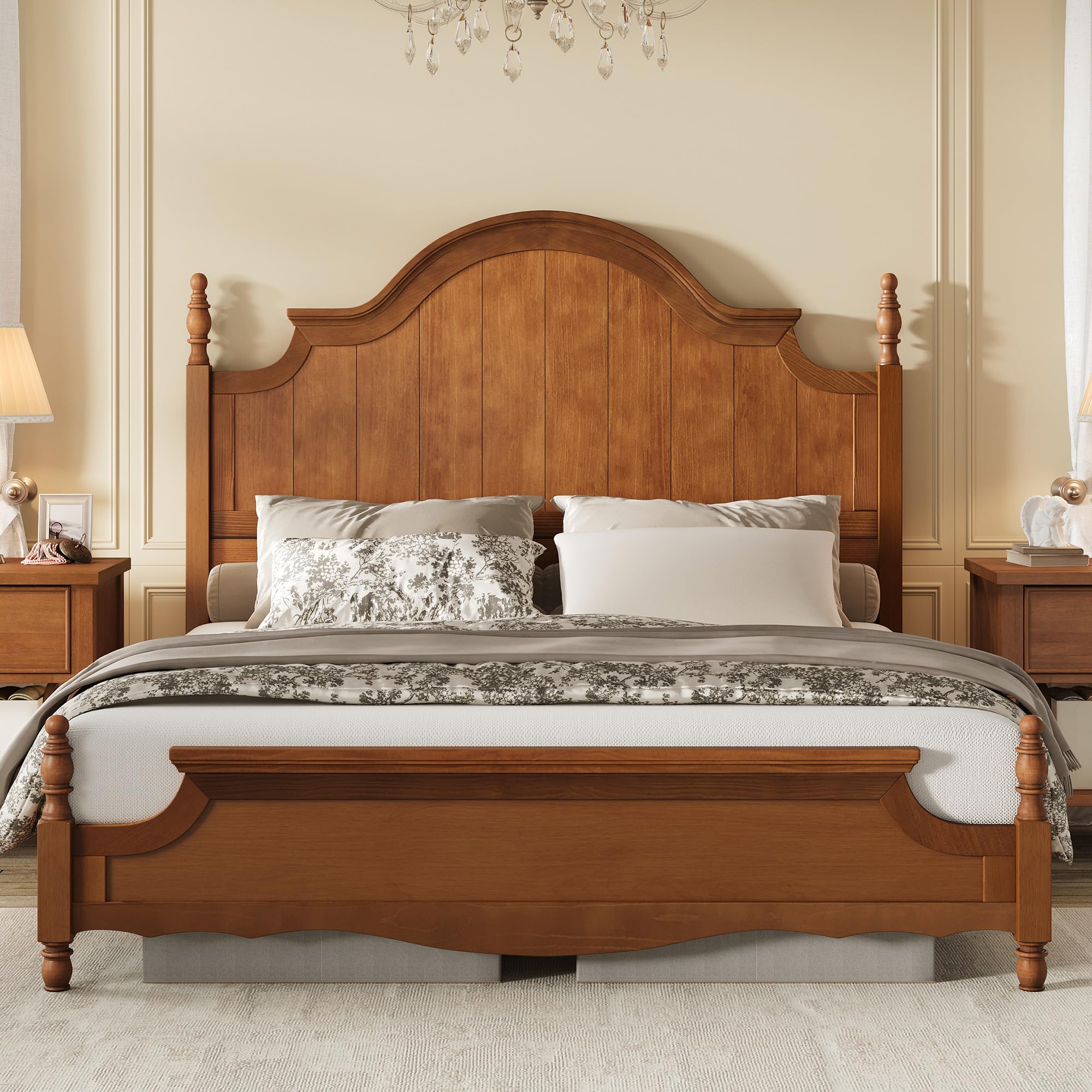 AMERLIFE Queen Size Solid Wood Bed Frame