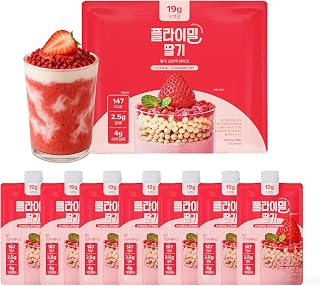 Flimeal Strawberry Protein Shake, 19g Protein, Low Sugar, Keto-Friendly Meal Replacement Shake, 1.59oz, 7packs, With Crunchy Protein Crisps